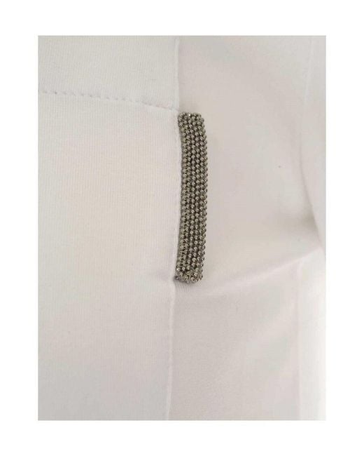Brunello Cucinelli White One Pocket Crew Neck Top