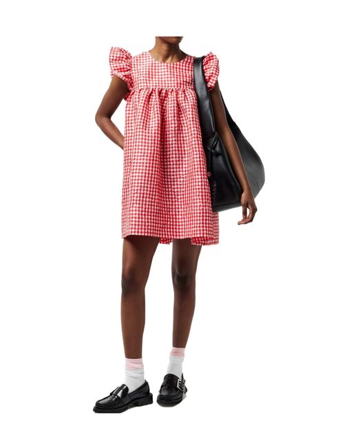 Ganni Red Ruffled Mini Dress