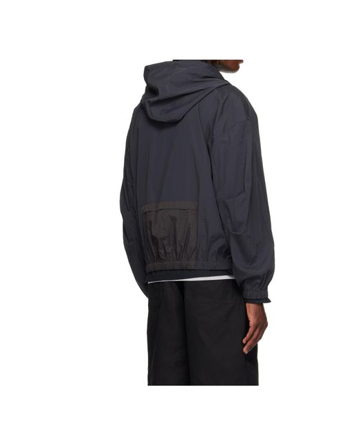 Amomento Black Nylon Hooded Jacket for men