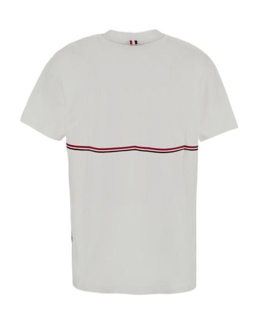 Thom Browne White Rwb Striped Crewneck T-Shirt for men