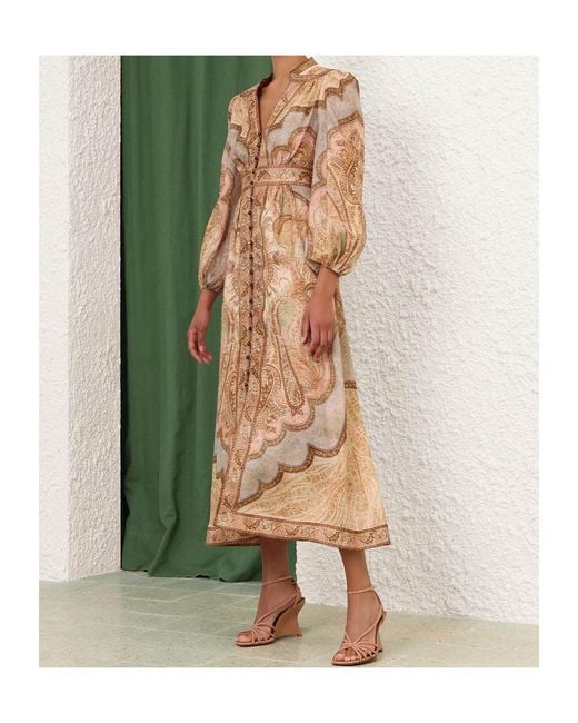 Zimmermann Natural Wanderlust Linen Midi Dress