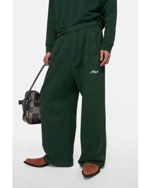 Acne Green Fleece Logo Sweatpants for men