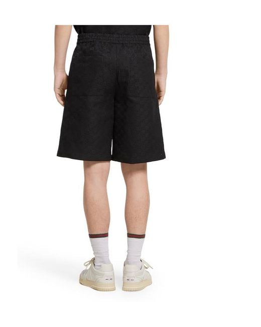Gucci Black Gg Canvas Linen Blend Shorts for men