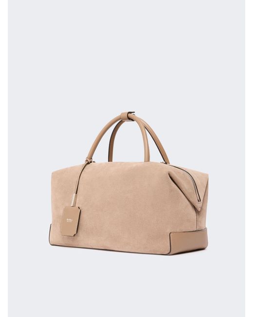 Max Mara Natural Large Nubuck Leather Boston Bag