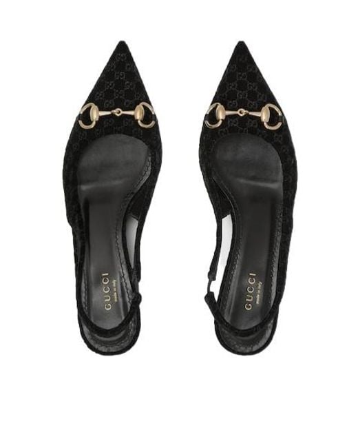 Gucci Black Horsebit Slingback Pumps