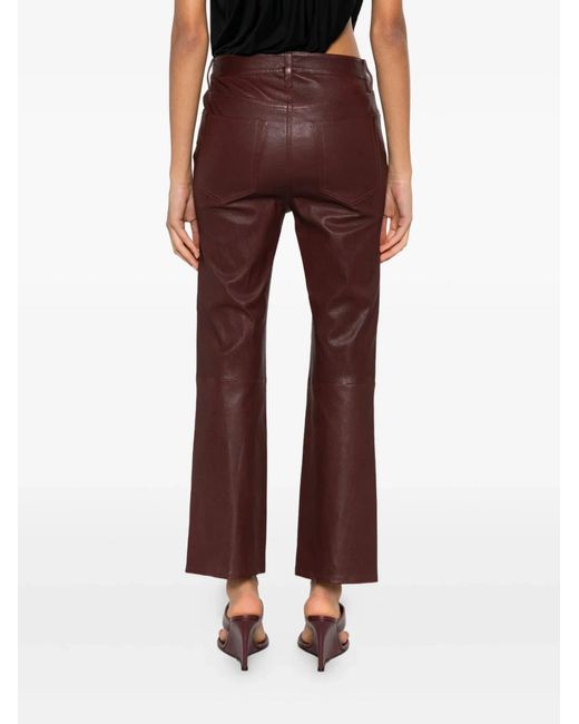 FRAME Red Reboot Crop Leather Trousers