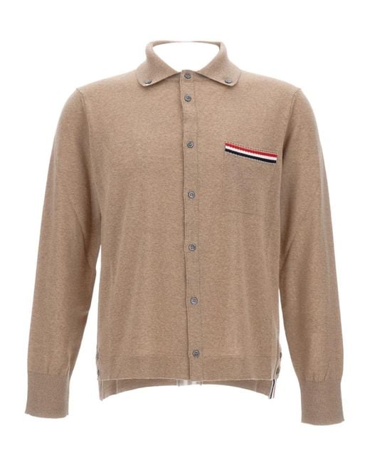 Thom Browne Brown Stripe Trim Cardigan for men