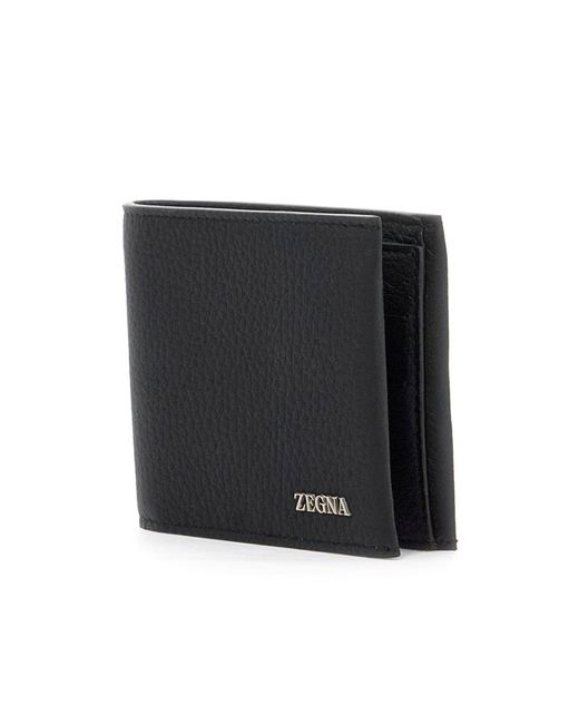 Zegna Black Logo-Plaque Bi-Fold Wallet for men