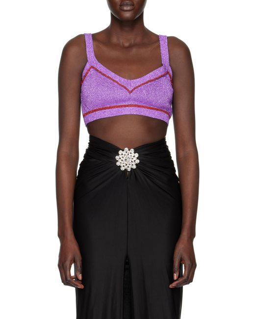 Rabanne Purple Metallic Knit Cropped Top