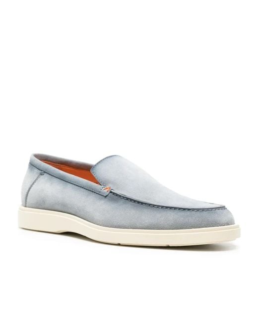 Santoni Gray Almond-Toe Slip-On Loafers for men