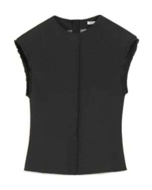 AMI Black Ami Edge Detail Sleeveless Top