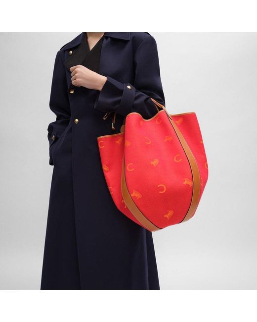 Céline Red Large Drop Bucket Bag