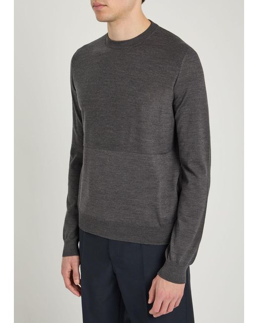 Jil Sander Gray Panelled Wool Jumper for men
