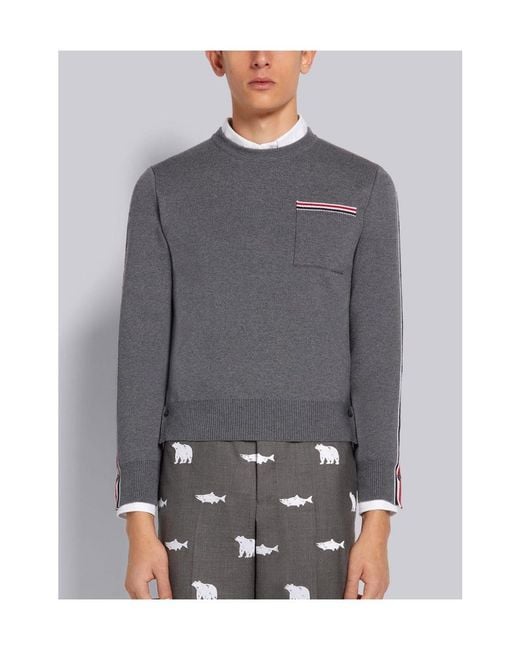 Thom Browne Gray Round-Neck Sweater for men