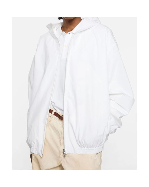 Acne White Hooded Zip-Up Jacket for men