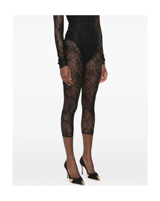 ANDAMANE Black Loli Lace-Panelled Cropped Trousers