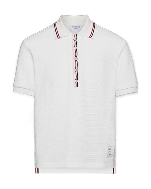 Thom Browne White Short Sleeve Polo Shirt for men