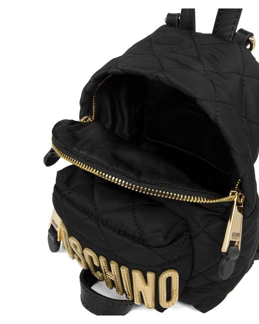 Moschino Black Checked Mini Backpack