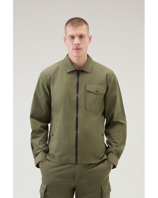 Woolrich Green Zip-Up Long-Sleeved Overshirt for men