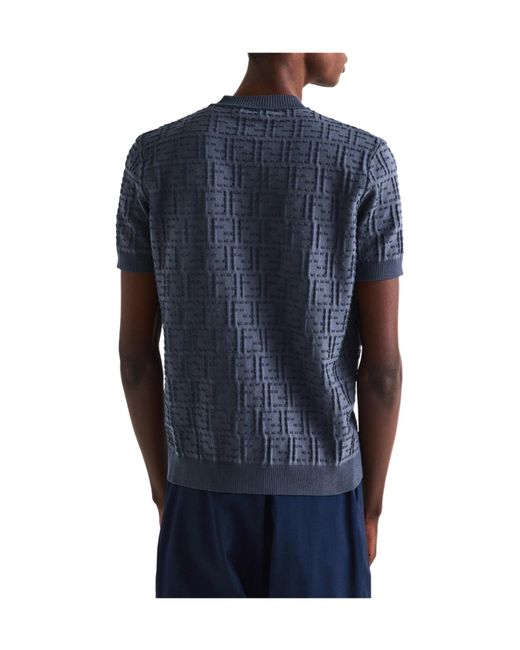 Fendi Blue Short-Sleeve Knit Top for men