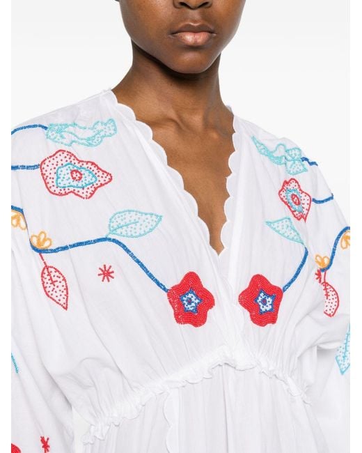 Forte_forte White Floral-Embroidered Cotton Maxi Dress