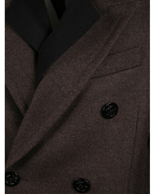 Sacai Black Double-Breasted Wool Coat