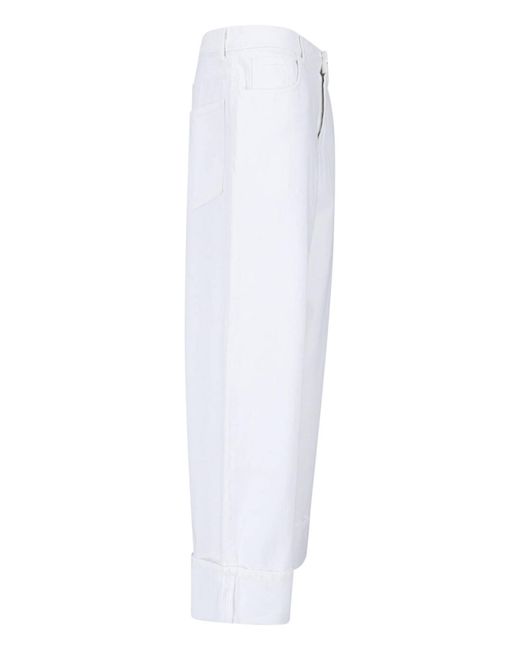 Rohe White Wide-Leg Cuffed Jeans
