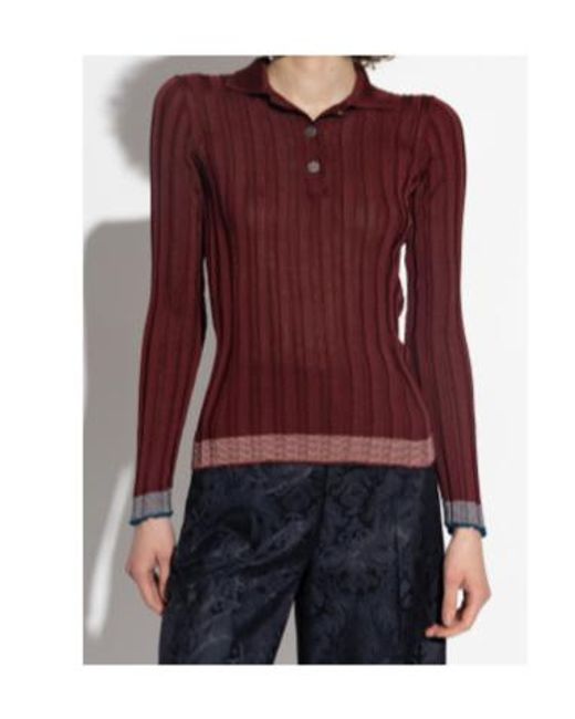 Etro Purple Pegaso Button Ribbed Polo Shirt