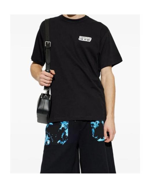 Versace Black Jeans Couture Logo Printed Crewneck T-Shirt for men