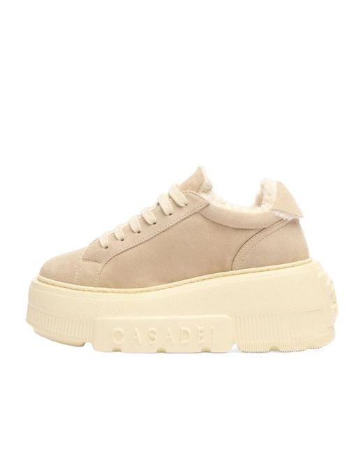 Casadei Natural Alpsenales Nexus Platform Shearling Sneakers