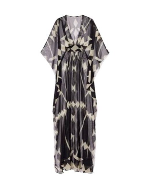 Johanna Ortiz Black Printed Georgette Maxi Dress