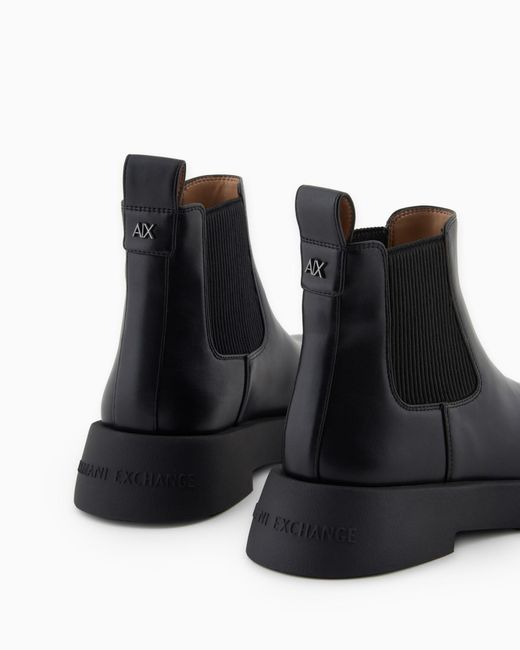 ARMANI EXCHANGE Black Chelsea Boots