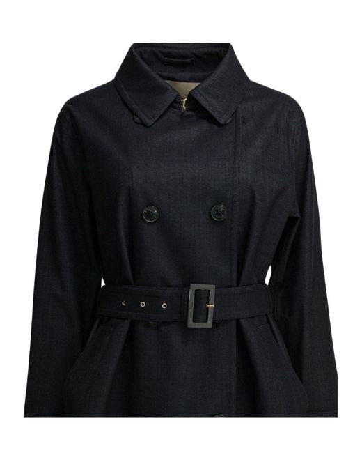 Herno Black Double-Breasted Belted Coat