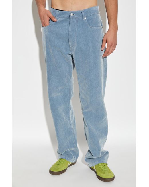 Moschino Blue Logo Patch Straight-Leg Jeans for men