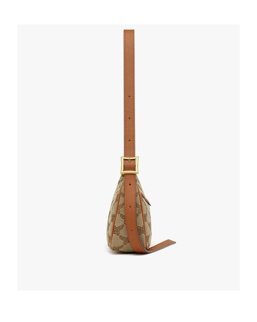 MCM White Himmel Lauretos Jacquard Shoulder Bag
