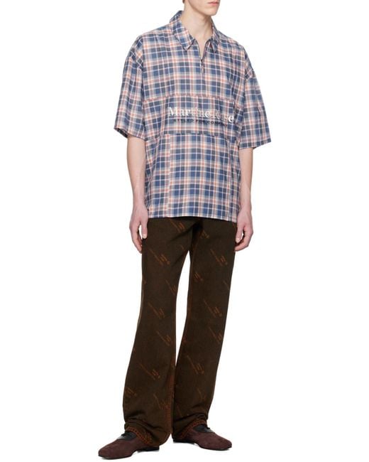 Martine Rose Blue Zip-Up Polo Shirt for men