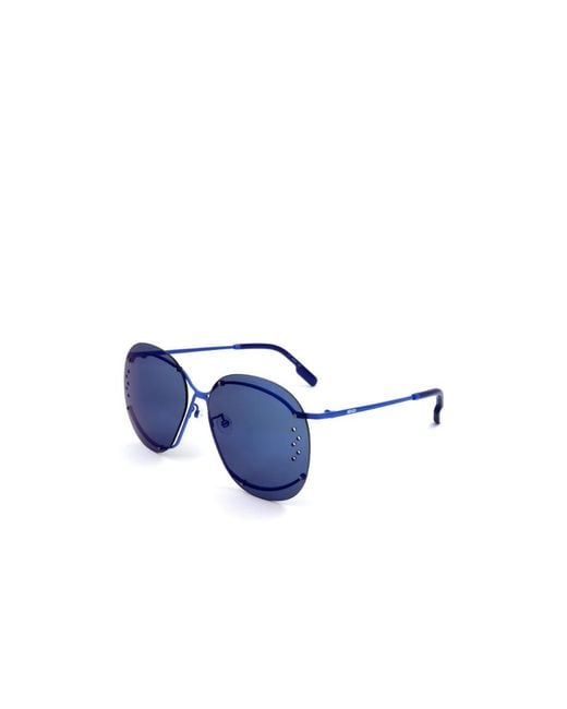 KENZO Blue Rimless Logo Sunglasses