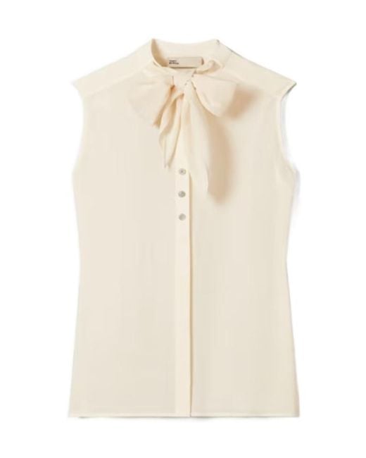 Tory Burch Natural Necktie Sleeveless Top