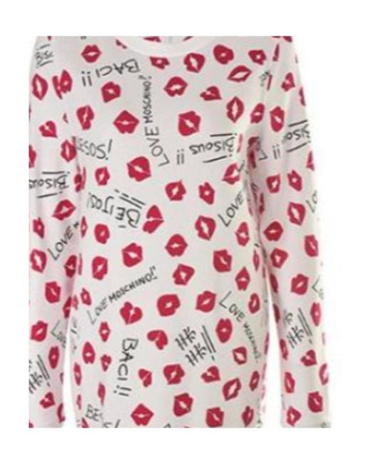 Moschino White Logo Lipstick Pattern Dress