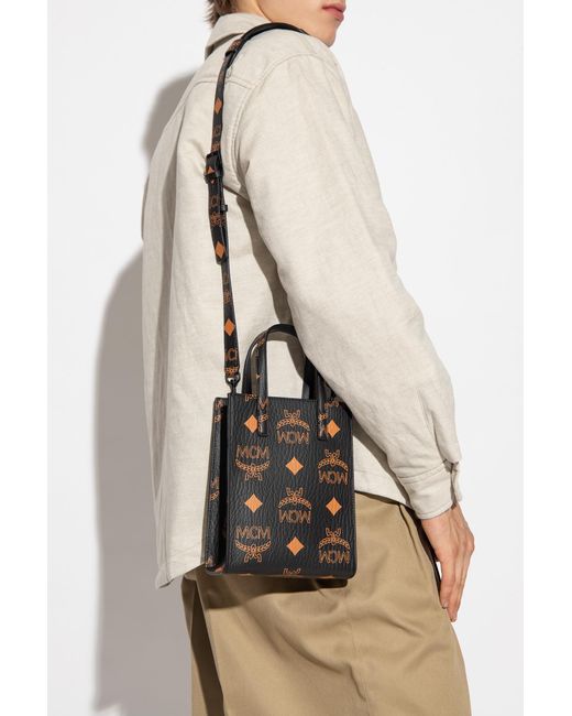 MCM Black Logo Shoulder Bag for men
