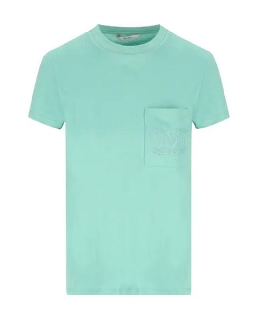 Max Mara Green Chest-Pocket Embroidered-Logo T-Shirt