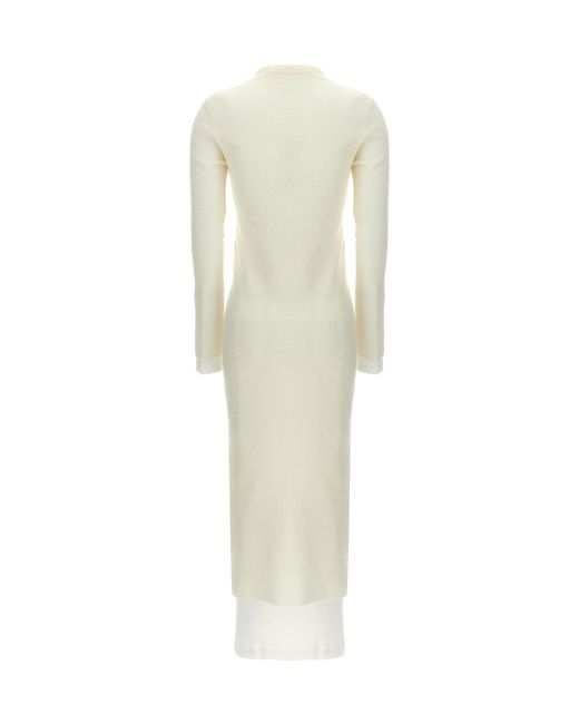 Jil Sander White Crewneck Knitted Maxi Dress