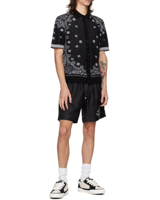 Amiri Black Logo Printed Swim Shorts for men