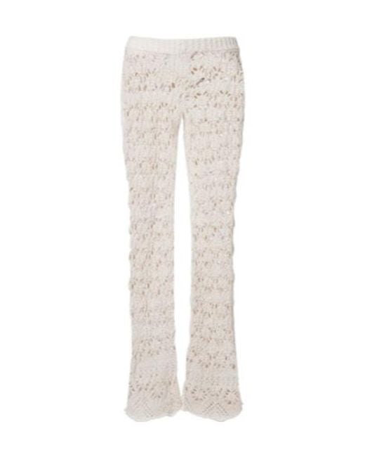 Alanui White Lagoon Romance Crochet Flared Pants
