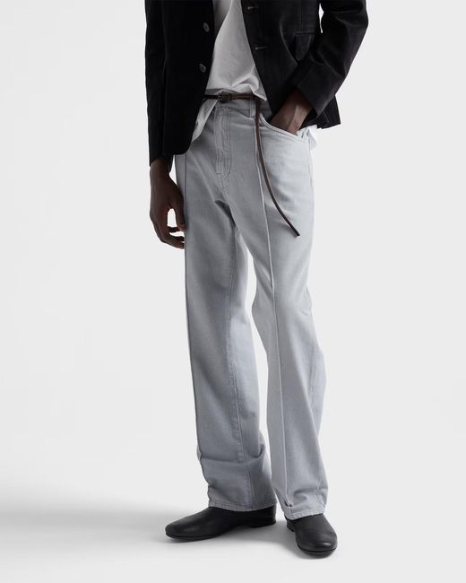Prada Gray Logo Patch Straight-Leg Jeans for men