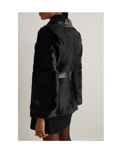 By Malene Birger Black Leather-Trimmed Calf Hair Jacket