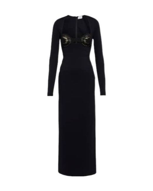 Magda Butrym Black Crochet-Trimmed Midi Dress