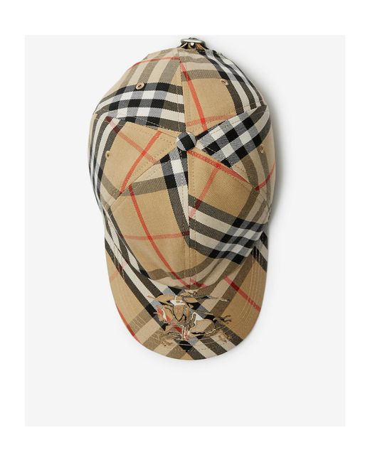 Burberry Natural Checked Equestrian Knight Motif Baseball Cap for men