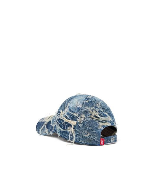 DIESEL Blue C-Assidy Distressed Denim Baseball Cap for men