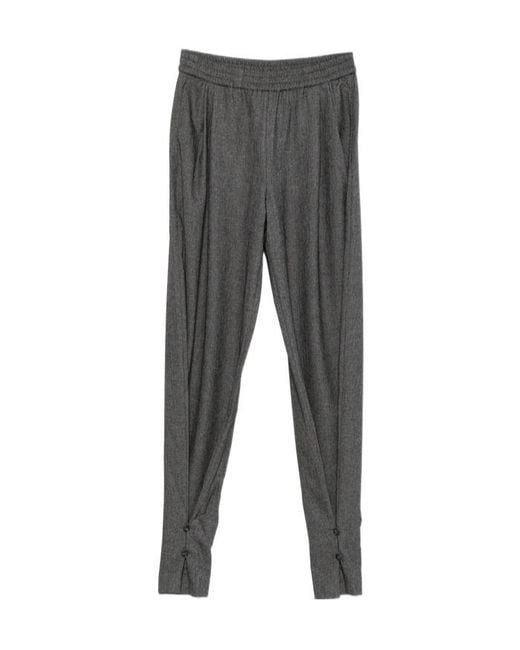 ANDAMANE Gray Buttoned-Cuff Elasticated-Waist Trousers